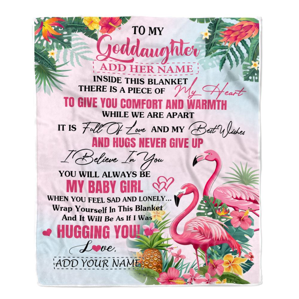 Personalized To My Goddaughter Gifts Blanket From Godmother Inside This Blanket Flamingo Best Goddaughter Birthday Gifts Christmas Customized Fleece Blanket | teecentury