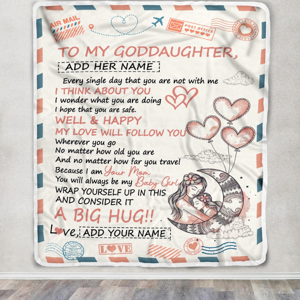 Personalized To My Goddaughter Gifts Blanket From Godmother Long Distance Letter Blanket For Goddaughter Birthday Gifts Graduation Christmas Fleece Blanket | teecentury
