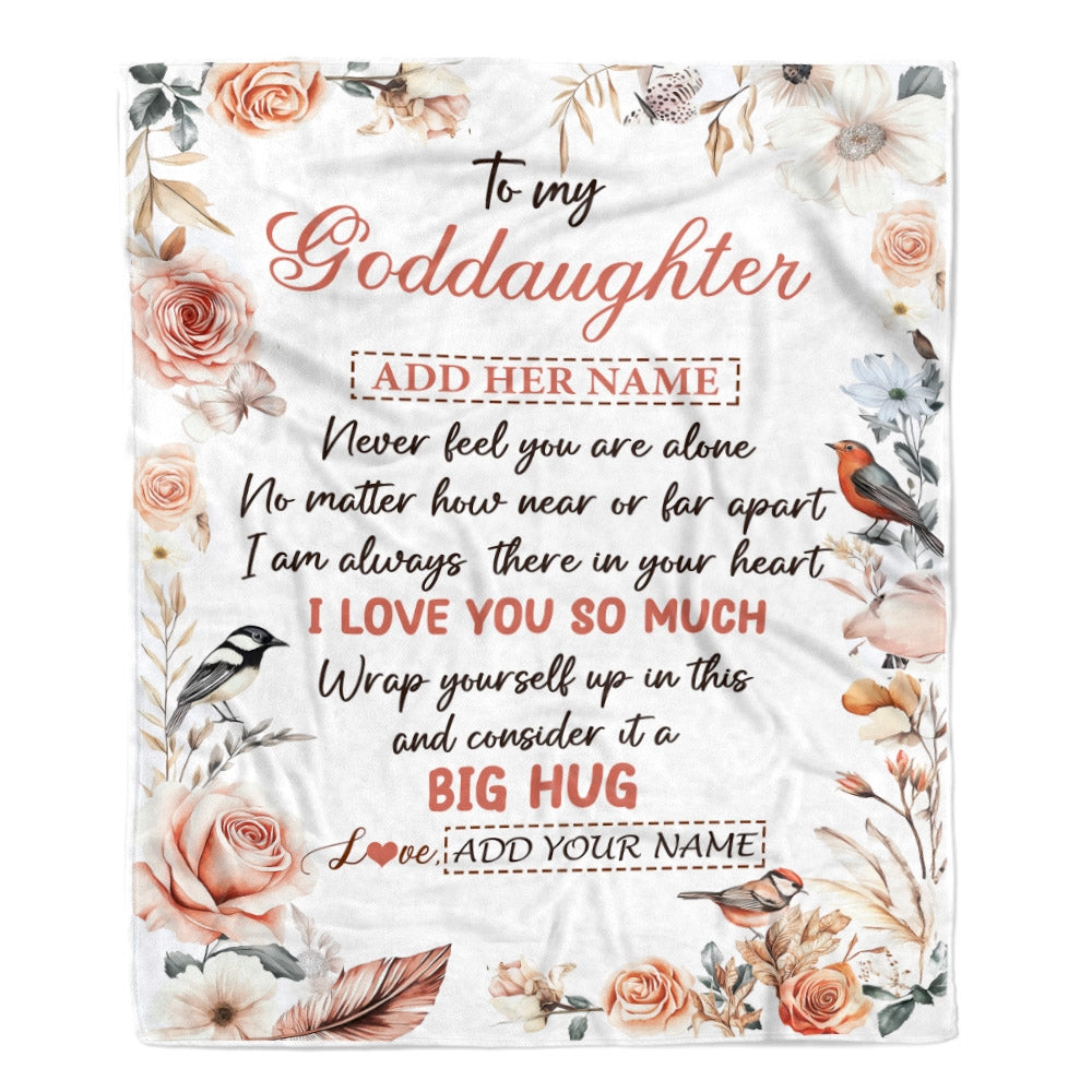 Personalized To My Goddaughter Gifts Blanket From Godmother Never Feel You Are Alone Birthday Gifts For Goddaughter Graduation Christmas Fleece Blanket | teecentury