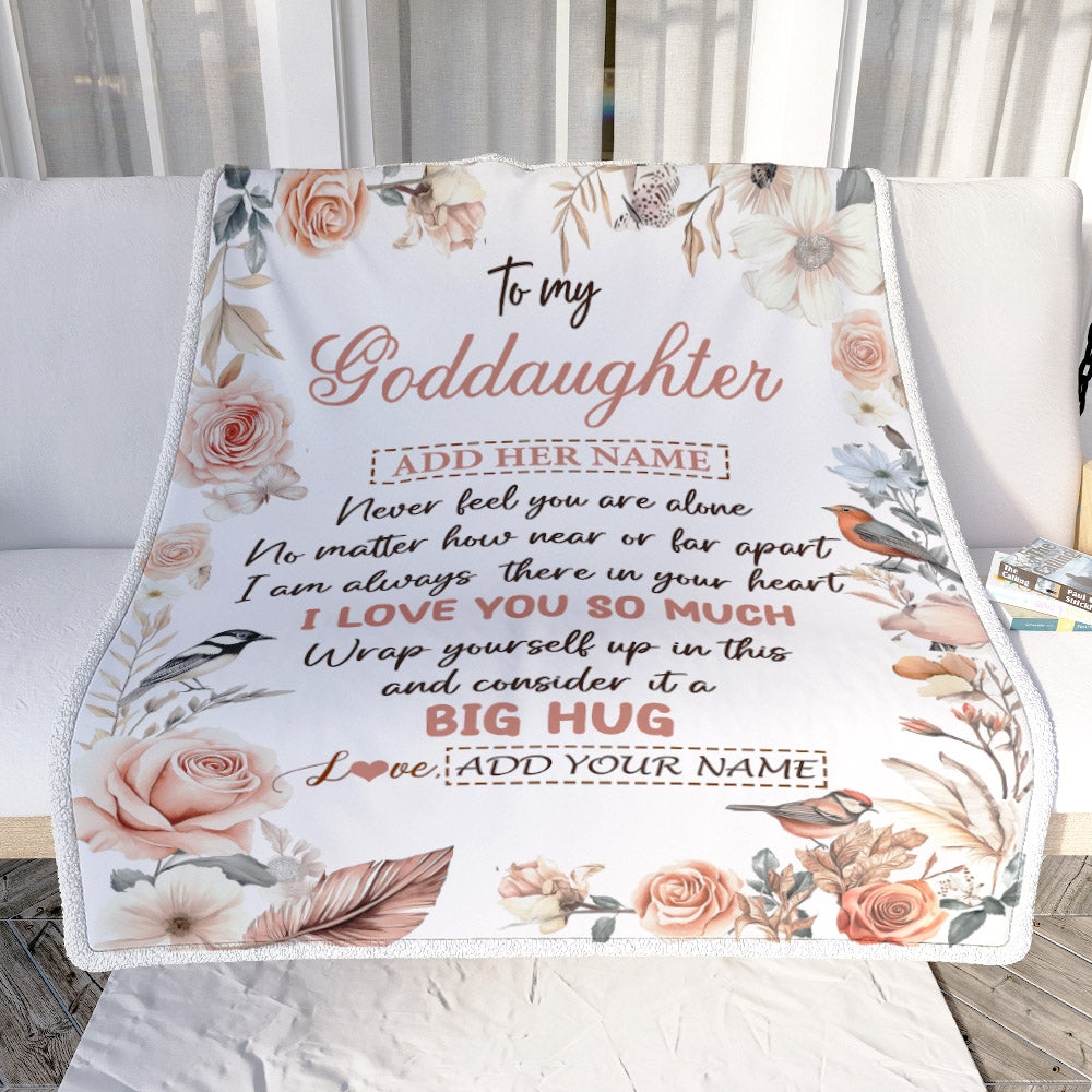 Personalized To My Goddaughter Gifts Blanket From Godmother Never Feel You Are Alone Birthday Gifts For Goddaughter Graduation Christmas Fleece Blanket | teecentury
