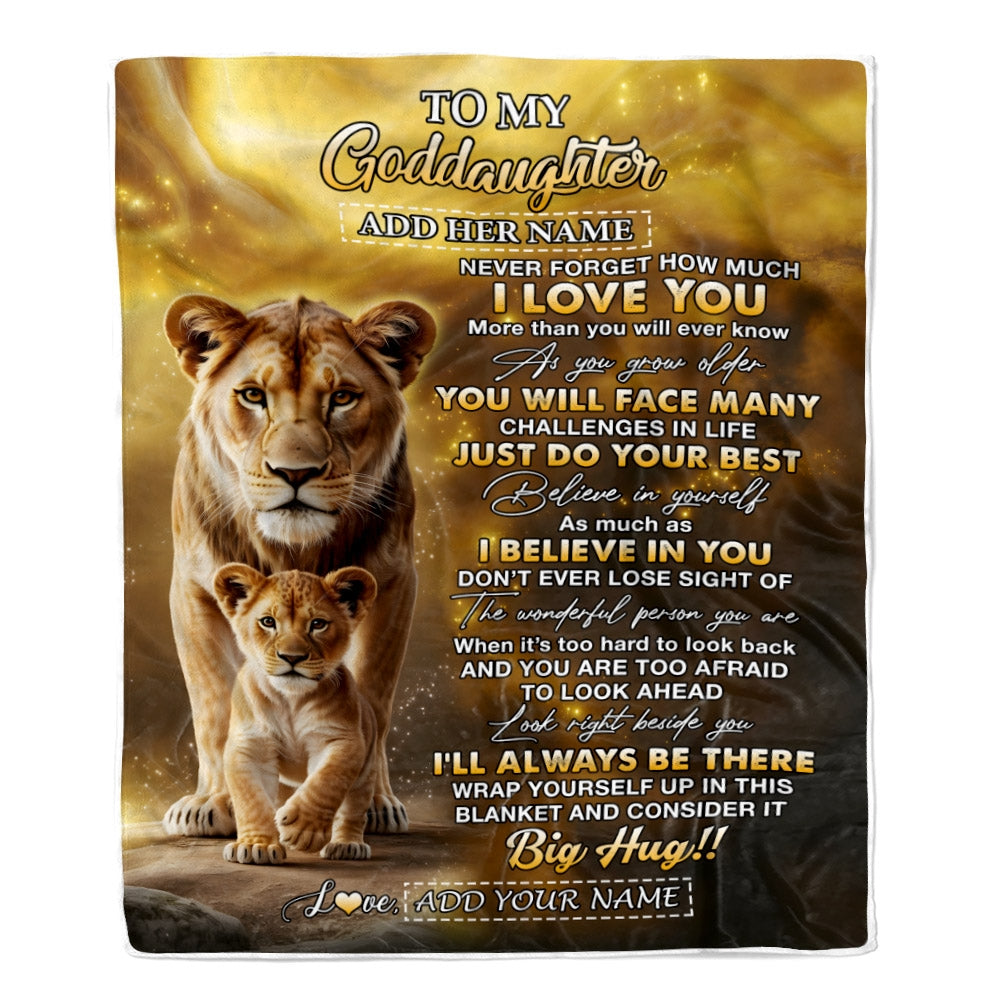 Personalized To My Goddaughter Gifts Blanket From Godmother Never Forget How Much I Love You Lion Goddaughter Birthday Gifts Christmas Custom Fleece Blanket | teecentury