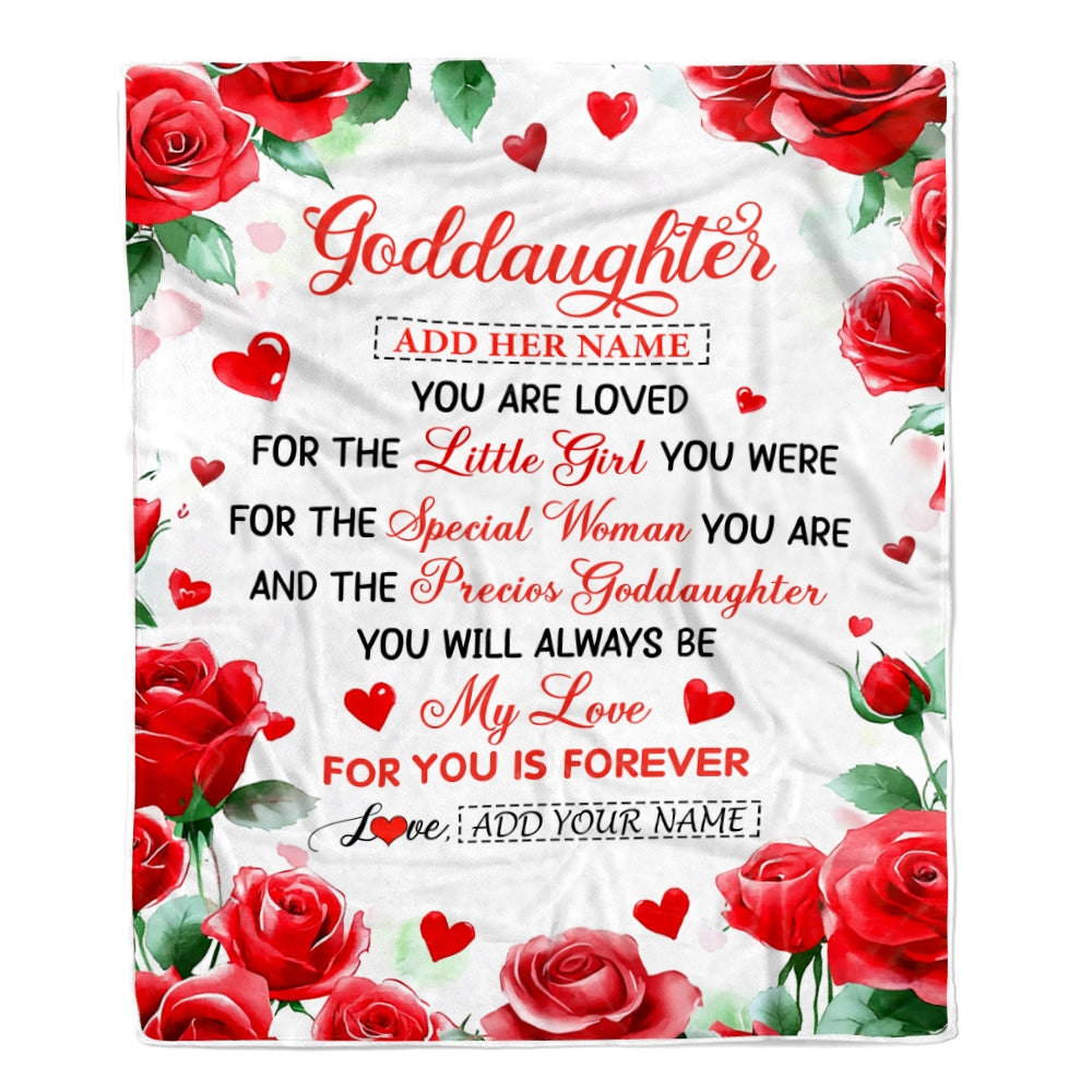 Personalized To My Goddaughter Gifts Blanket From Godmother Rose Flower Present For Adult Birthday Gifts For Goddaughter Christmas Custom Fleece Blanket | teecentury