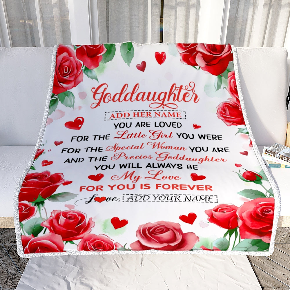 Personalized To My Goddaughter Gifts Blanket From Godmother Rose Flower Present For Adult Birthday Gifts For Goddaughter Christmas Custom Fleece Blanket | teecentury