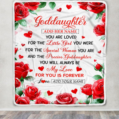 Personalized To My Goddaughter Gifts Blanket From Godmother Rose Flower Present For Adult Birthday Gifts For Goddaughter Christmas Custom Fleece Blanket | teecentury