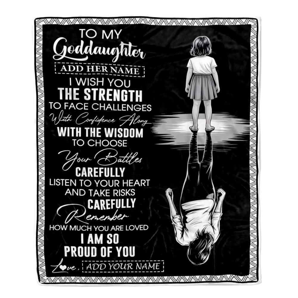 Personalized To My Goddaughter Gifts Blanket From Godmother Uncle I Wish You The Strength Goddaughter Birthday Gifts Christmas Graduation Custom Fleece Blanket | teecentury