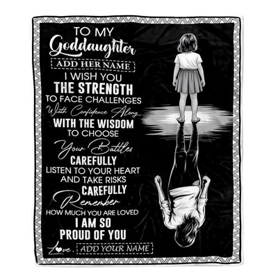 Personalized To My Goddaughter Gifts Blanket From Godmother Uncle I Wish You The Strength Goddaughter Birthday Gifts Christmas Graduation Custom Fleece Blanket | teecentury