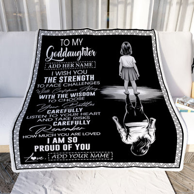 Personalized To My Goddaughter Gifts Blanket From Godmother Uncle I Wish You The Strength Goddaughter Birthday Gifts Christmas Graduation Custom Fleece Blanket | teecentury