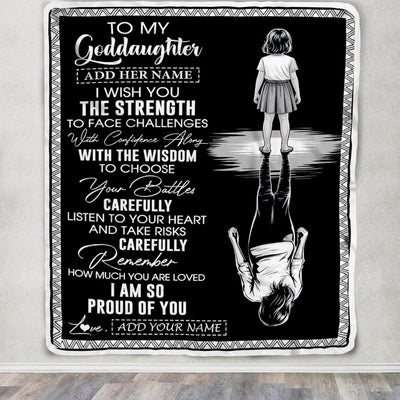 Personalized To My Goddaughter Gifts Blanket From Godmother Uncle I Wish You The Strength Goddaughter Birthday Gifts Christmas Graduation Custom Fleece Blanket | teecentury