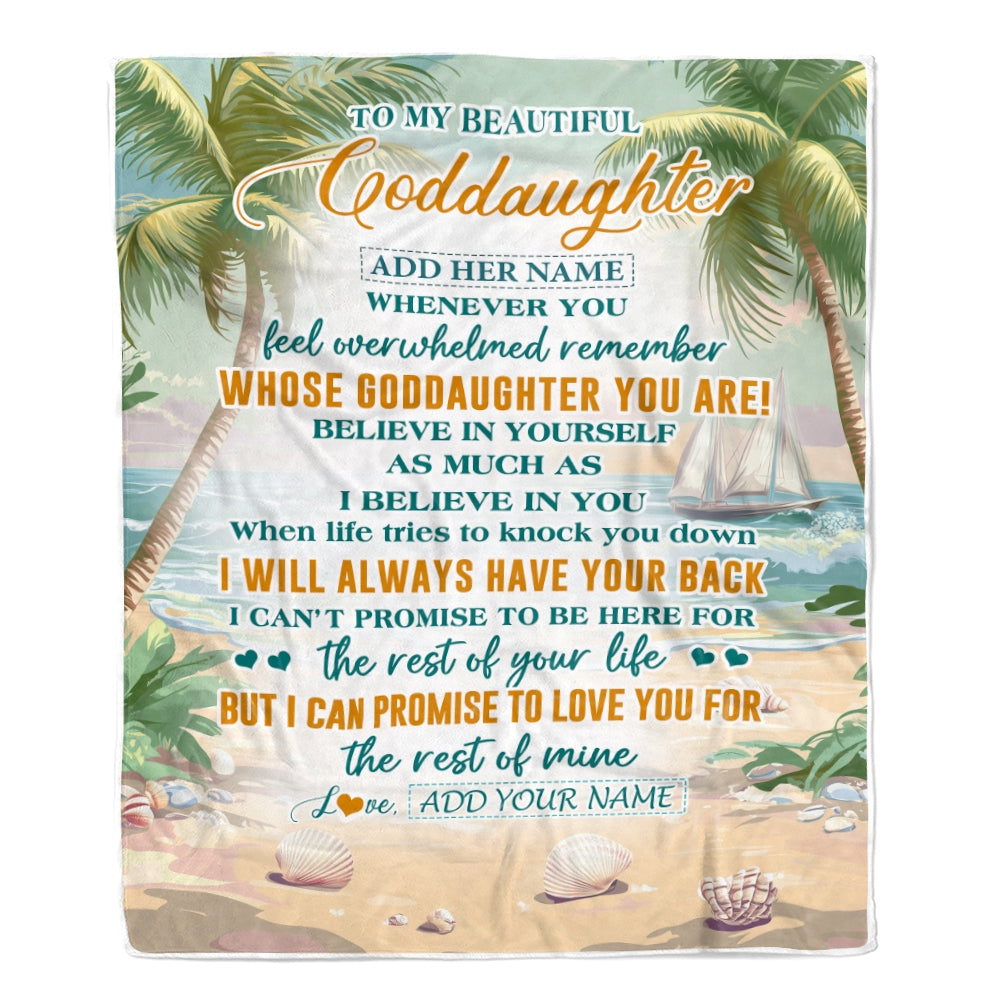 Personalized To My Goddaughter Gifts Blanket From Godmother Uncle Whenever You Feel Beach Goddaughter Birthday Gifts Graduation Christmas Fleece Blanket | teecentury