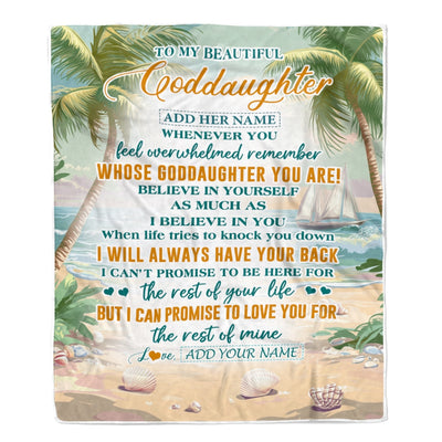 Personalized To My Goddaughter Gifts Blanket From Godmother Uncle Whenever You Feel Beach Goddaughter Birthday Gifts Graduation Christmas Fleece Blanket | teecentury