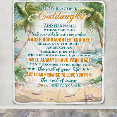 Personalized To My Goddaughter Gifts Blanket From Godmother Uncle Whenever You Feel Beach Goddaughter Birthday Gifts Graduation Christmas Fleece Blanket | teecentury