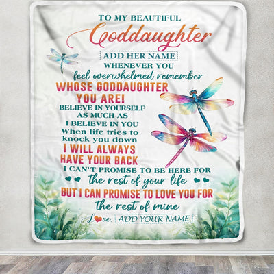 Personalized To My Goddaughter Gifts Blanket From Godmother Uncle Whenever You Feel Dragonfly Goddaughter Birthday Gifts Graduation Christmas Fleece Blanket | teecentury