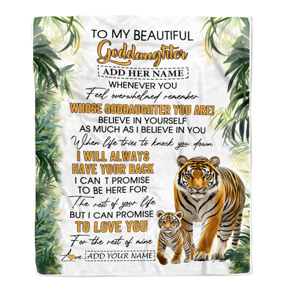 Personalized To My Goddaughter Gifts Blanket From Godmother Uncle Whenever You Feel Tiger Goddaughter Birthday Gifts Graduation Christmas Fleece Blanket | teecentury