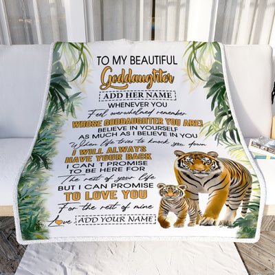 Personalized To My Goddaughter Gifts Blanket From Godmother Uncle Whenever You Feel Tiger Goddaughter Birthday Gifts Graduation Christmas Fleece Blanket | teecentury
