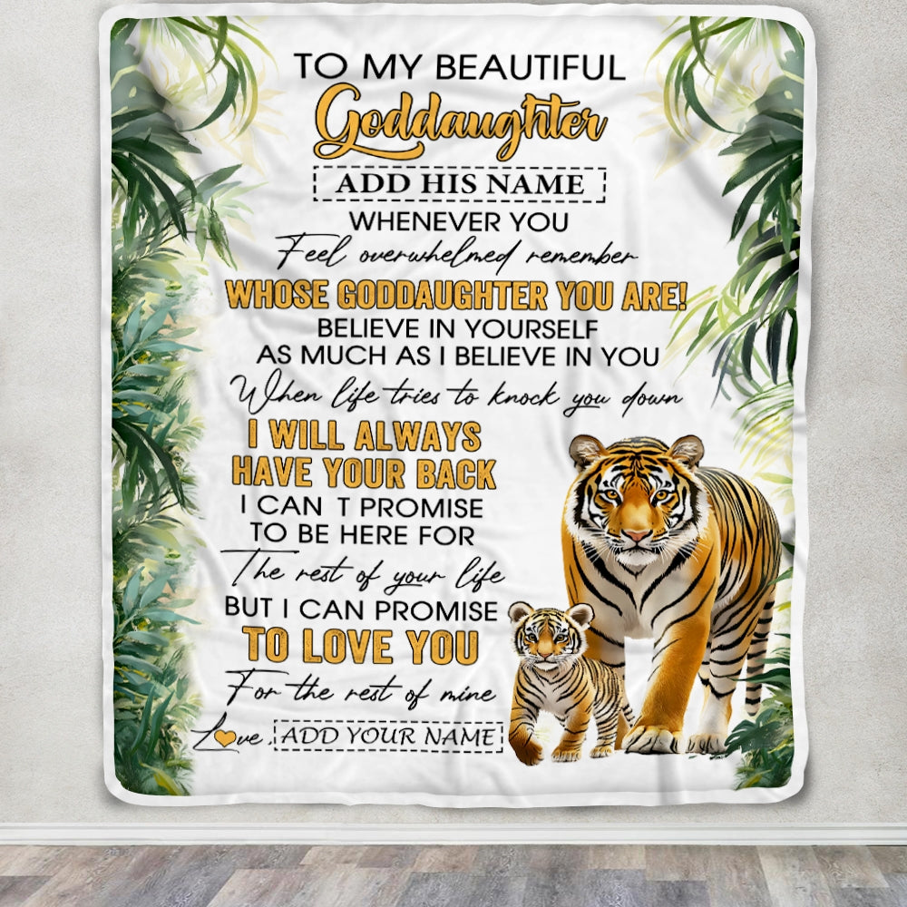 Personalized To My Goddaughter Gifts Blanket From Godmother Uncle Whenever You Feel Tiger Goddaughter Birthday Gifts Graduation Christmas Fleece Blanket | teecentury