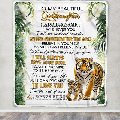Personalized To My Goddaughter Gifts Blanket From Godmother Uncle Whenever You Feel Tiger Goddaughter Birthday Gifts Graduation Christmas Fleece Blanket | teecentury