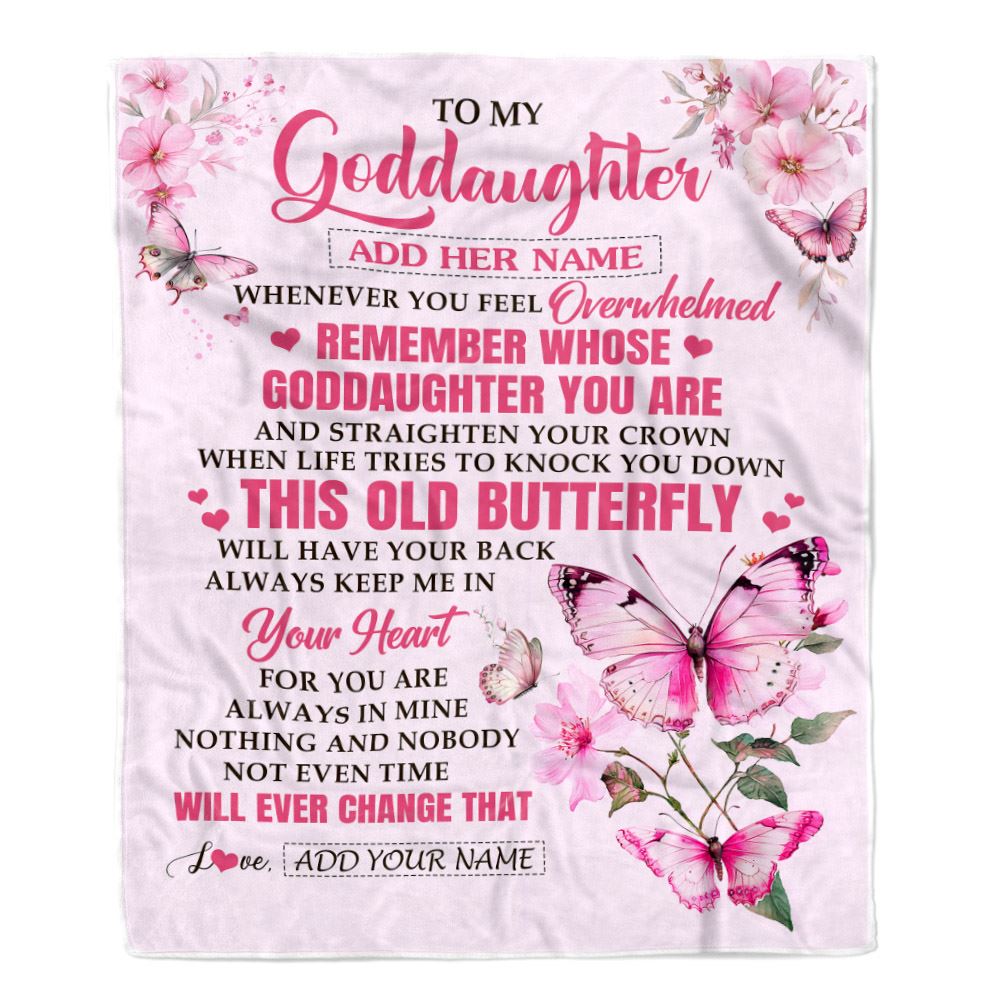 Personalized To My Goddaughter Gifts Blanket From Godmother Whenever Butterfly Unique Birthday Gifts For Goddaughter Graduation Christmas Fleece Blanket | teecentury