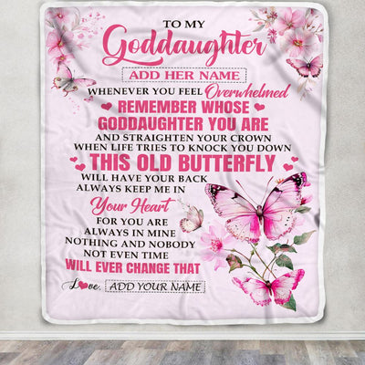 Personalized To My Goddaughter Gifts Blanket From Godmother Whenever Butterfly Unique Birthday Gifts For Goddaughter Graduation Christmas Fleece Blanket | teecentury