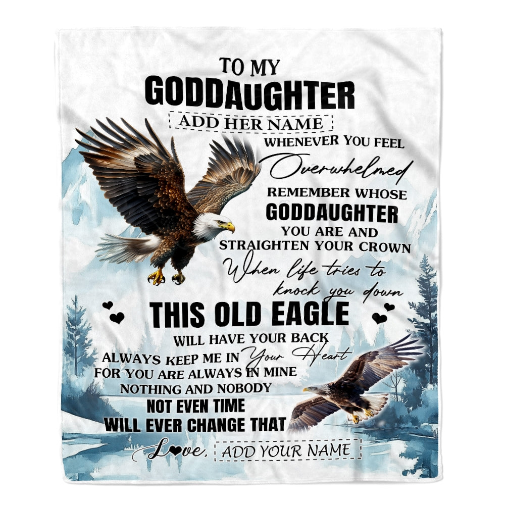 Personalized To My Goddaughter Gifts Blanket From Godmother Whenever Eagle Unique Birthday Gifts For Goddaughter Graduation Christmas Custom Fleece Blanket | teecentury