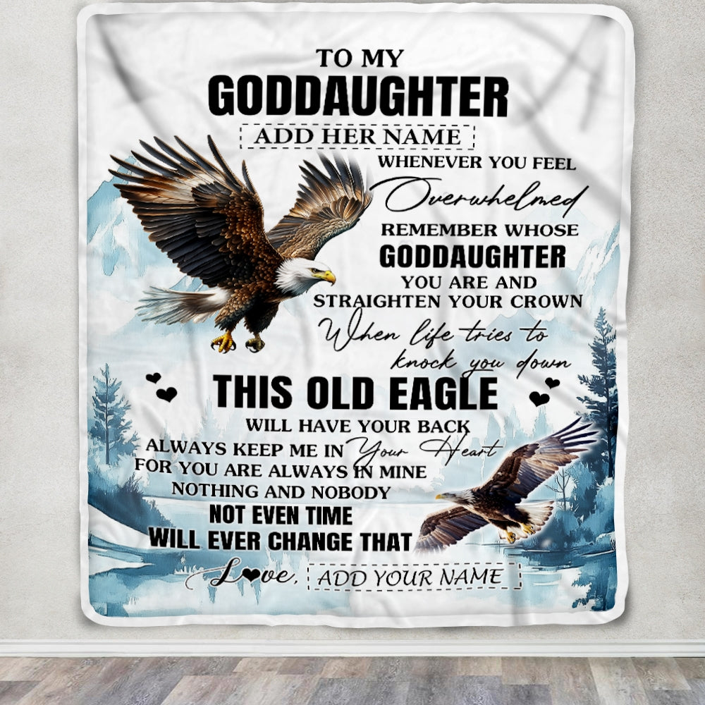 Personalized To My Goddaughter Gifts Blanket From Godmother Whenever Eagle Unique Birthday Gifts For Goddaughter Graduation Christmas Custom Fleece Blanket | teecentury