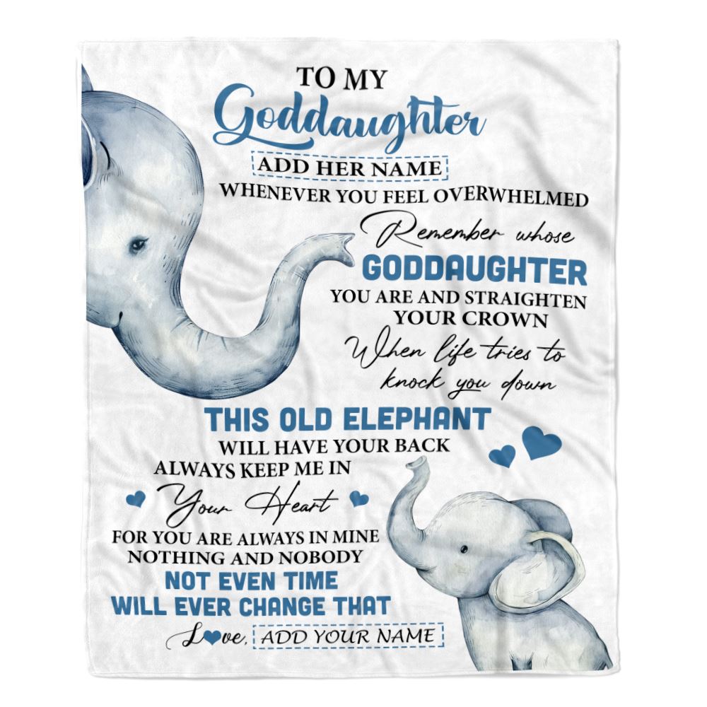 Personalized To My Goddaughter Gifts Blanket From Godmother Whenever Elephant Unique Birthday Gifts For Goddaughter Graduation Christmas Custom Fleece Blanket | teecentury