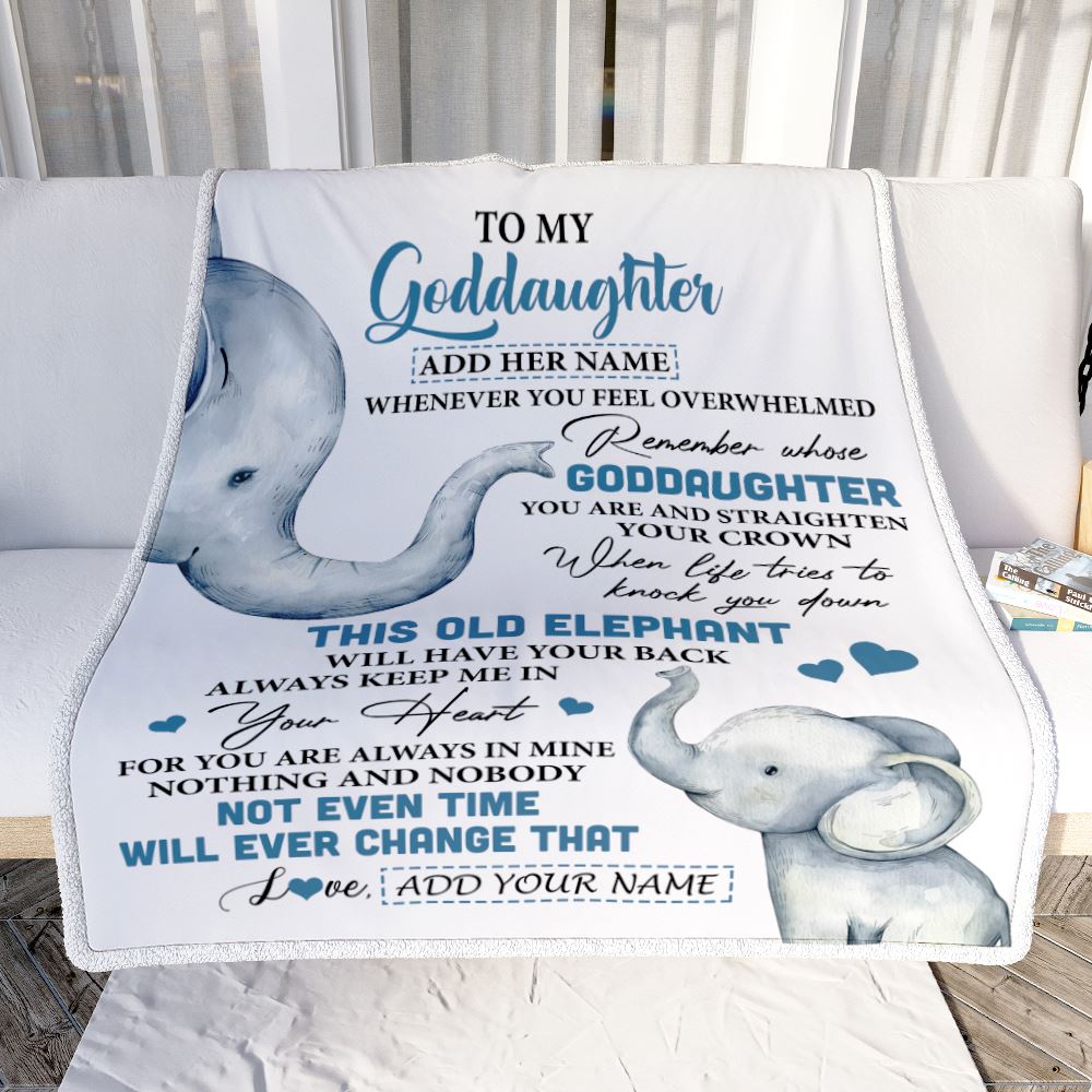 Personalized To My Goddaughter Gifts Blanket From Godmother Whenever Elephant Unique Birthday Gifts For Goddaughter Graduation Christmas Custom Fleece Blanket | teecentury