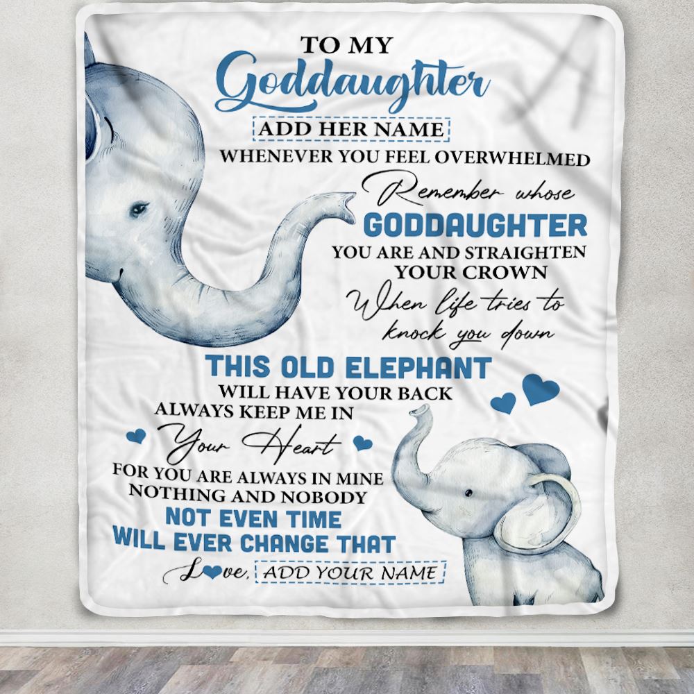 Personalized To My Goddaughter Gifts Blanket From Godmother Whenever Elephant Unique Birthday Gifts For Goddaughter Graduation Christmas Custom Fleece Blanket | teecentury