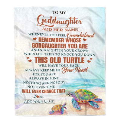 Personalized To My Goddaughter Gifts Blanket From Godmother Whenever Turtle Unique Birthday Gifts For Goddaughter Graduation Christmas Custom Fleece Blanket | teecentury