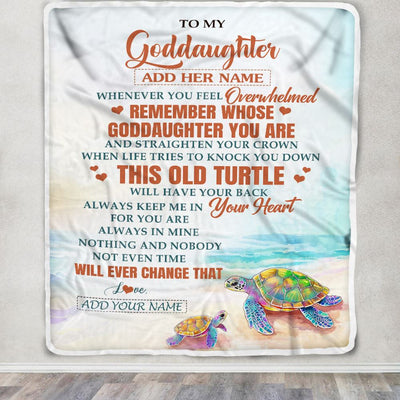 Personalized To My Goddaughter Gifts Blanket From Godmother Whenever Turtle Unique Birthday Gifts For Goddaughter Graduation Christmas Custom Fleece Blanket | teecentury