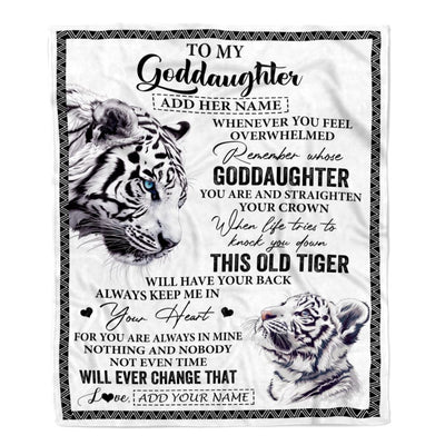 Personalized To My Goddaughter Gifts Blanket From Godmother Whenever White Tiger Unique Birthday Gifts For Goddaughter Graduation Christmas Fleece Blanket | teecentury