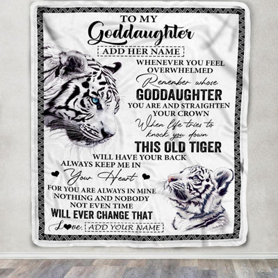 Personalized To My Goddaughter Gifts Blanket From Godmother Whenever White Tiger Unique Birthday Gifts For Goddaughter Graduation Christmas Fleece Blanket | teecentury