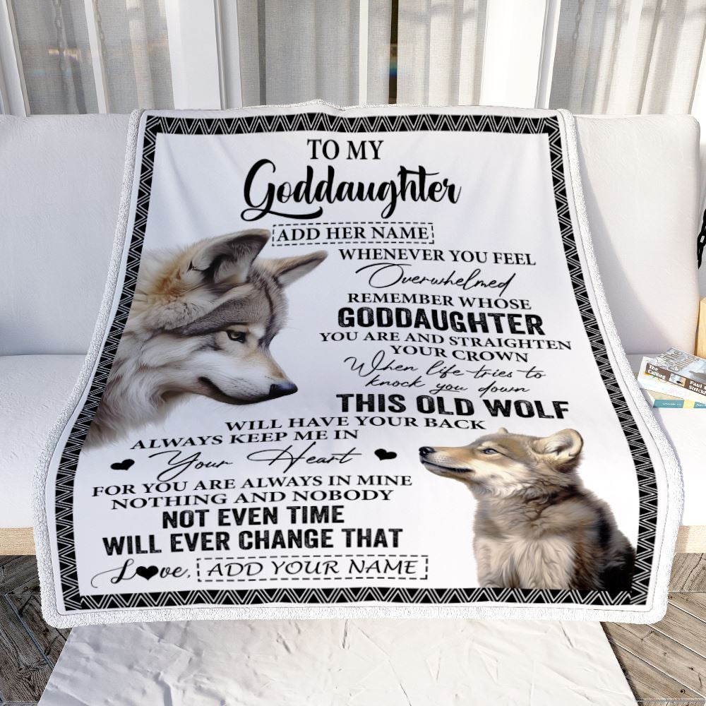 Personalized To My Goddaughter Gifts Blanket From Godmother Whenever Wolf Unique Birthday Gifts For Goddaughter Graduation Christmas Custom Fleece Blanket | teecentury