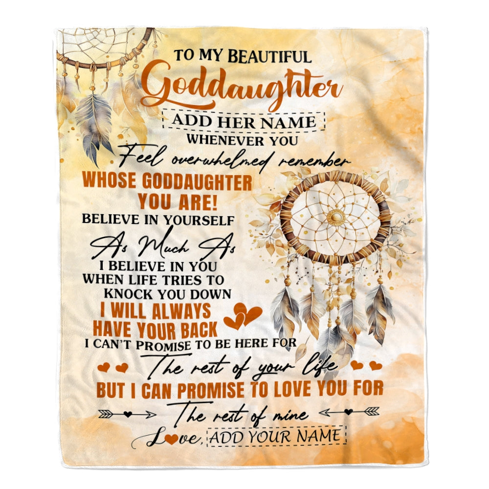 Personalized To My Goddaughter Gifts Blanket From Godmother Whenever You Feel Dream Catcher Goddaughter Birthday Gifts Graduation Christmas Fleece Blanket | teecentury
