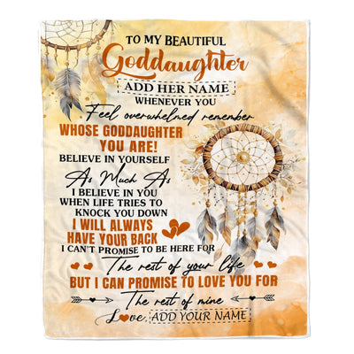 Personalized To My Goddaughter Gifts Blanket From Godmother Whenever You Feel Dream Catcher Goddaughter Birthday Gifts Graduation Christmas Fleece Blanket | teecentury