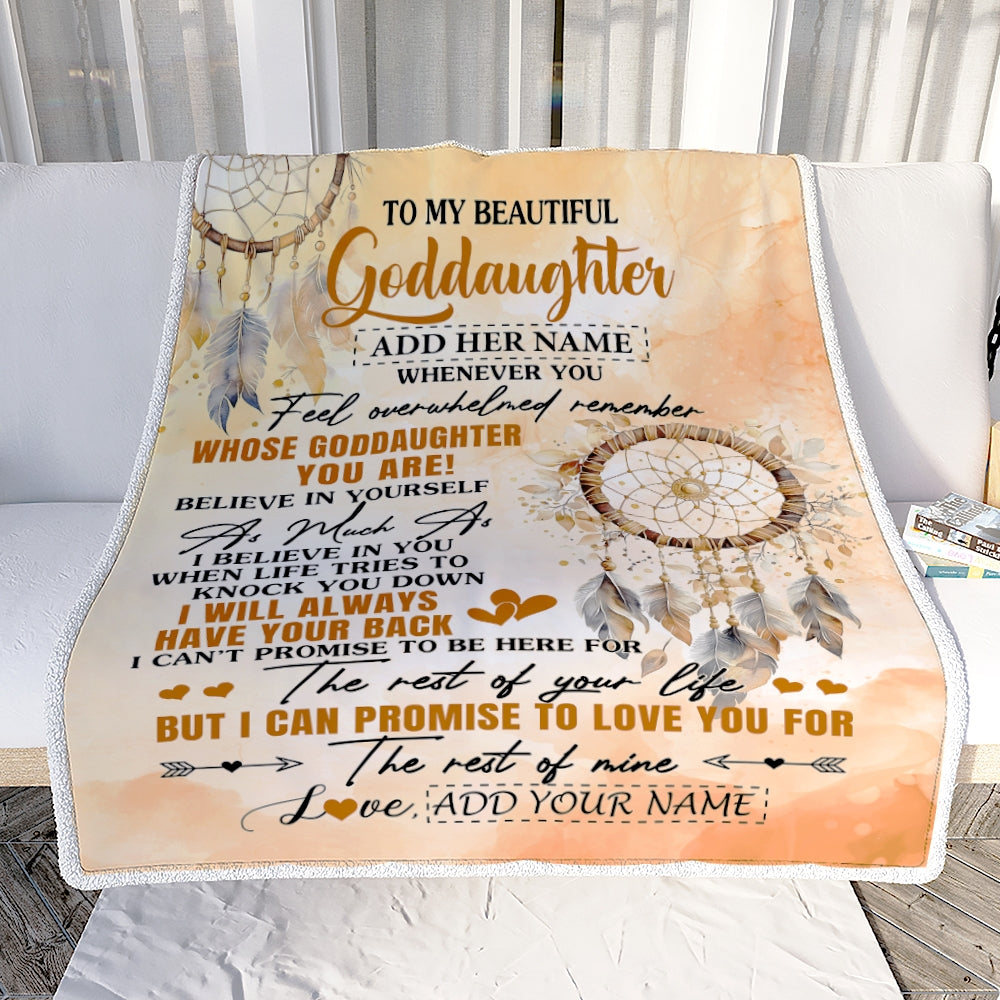 Personalized To My Goddaughter Gifts Blanket From Godmother Whenever You Feel Dream Catcher Goddaughter Birthday Gifts Graduation Christmas Fleece Blanket | teecentury