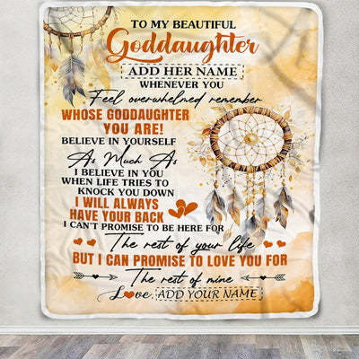 Personalized To My Goddaughter Gifts Blanket From Godmother Whenever You Feel Dream Catcher Goddaughter Birthday Gifts Graduation Christmas Fleece Blanket | teecentury