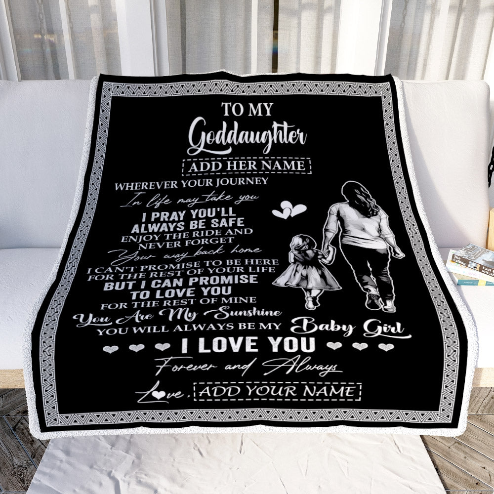 Personalized To My Goddaughter Gifts Blanket From Godmother Wherever Your Journey In Life Aunt Goddaughter Birthday Gifts Christmas Customized Fleece Blanket | teecentury