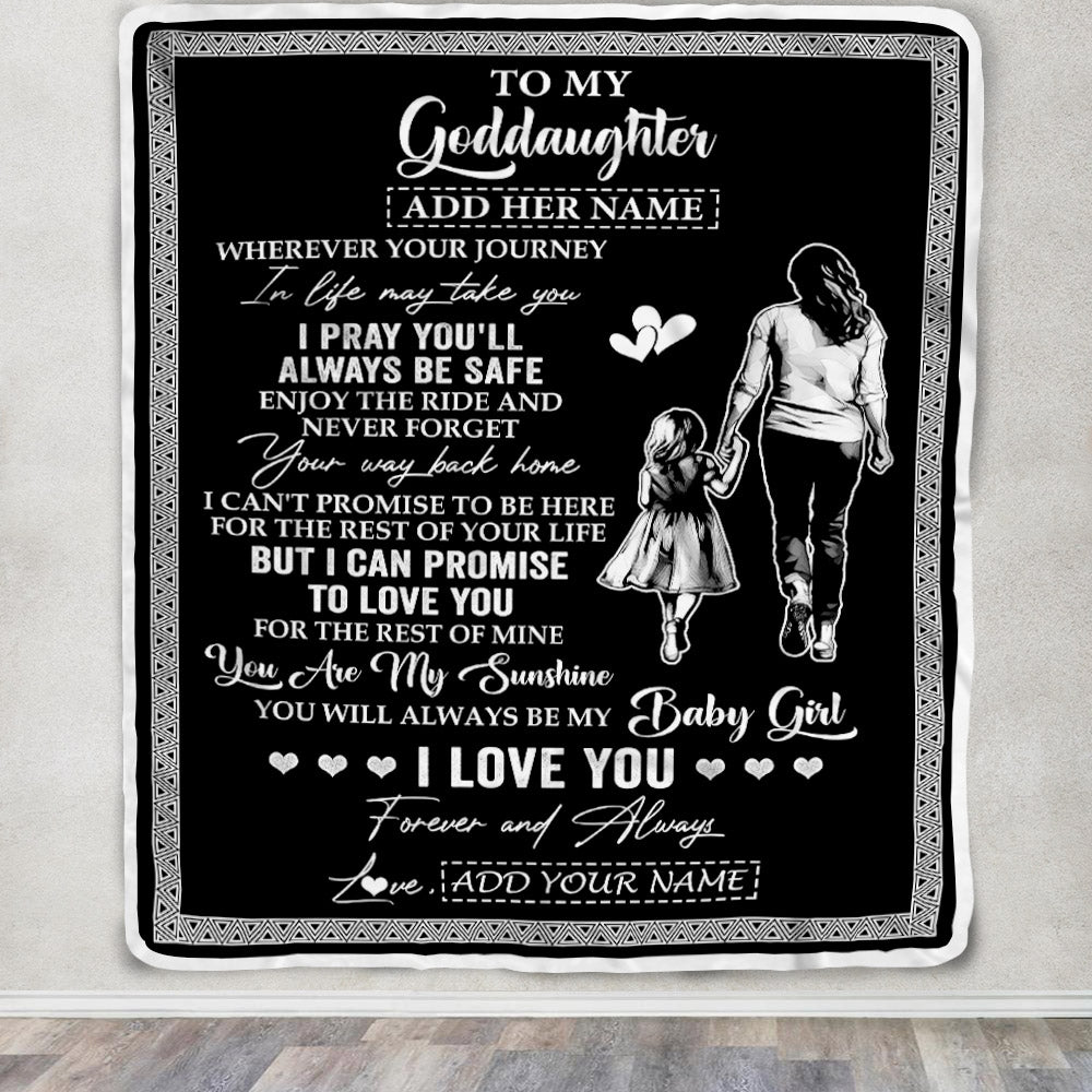 Personalized To My Goddaughter Gifts Blanket From Godmother Wherever Your Journey In Life Aunt Goddaughter Birthday Gifts Christmas Customized Fleece Blanket | teecentury