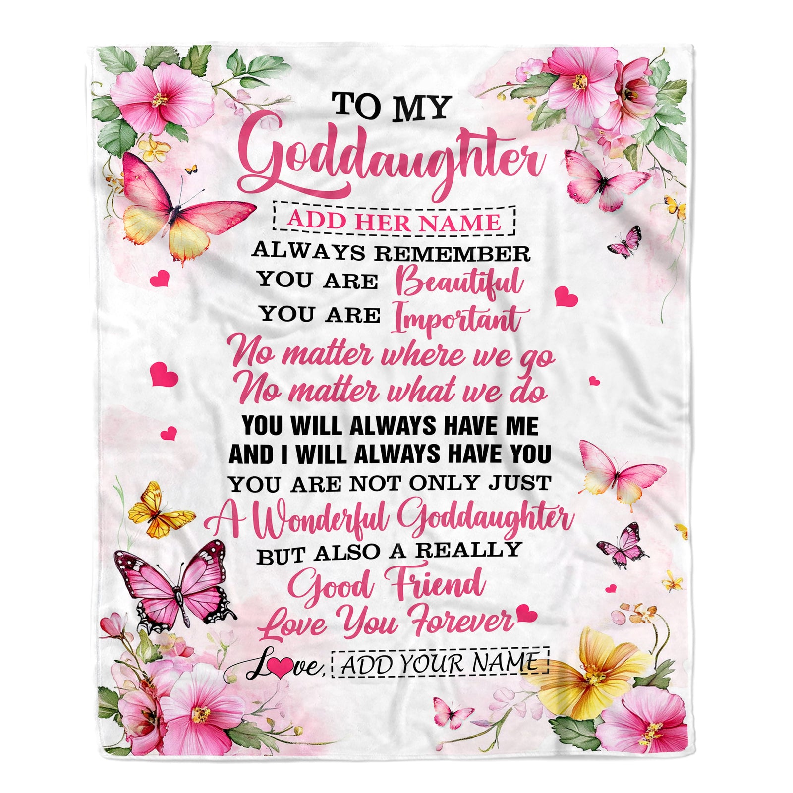 Personalized To My Goddaughter Gifts Blanket From Godmother You Are Beautiful Birthday Gifts For Goddaughter Graduation Christmas Custom Fleece Throw Blanket | teecentury