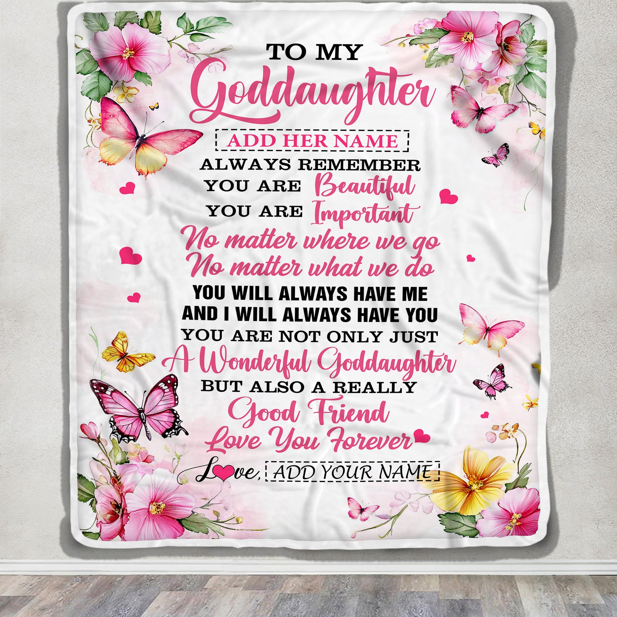 Personalized To My Goddaughter Gifts Blanket From Godmother You Are Beautiful Birthday Gifts For Goddaughter Graduation Christmas Custom Fleece Throw Blanket | teecentury