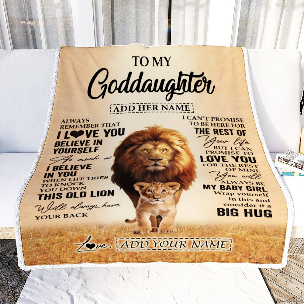 Personalized To My Goddaughter Gifts Blanket From Uncle Always Remember Lion Gifts For Goddaughter Birthday Graduation Christmas Custom Fleece Throw Blanket | teecentury