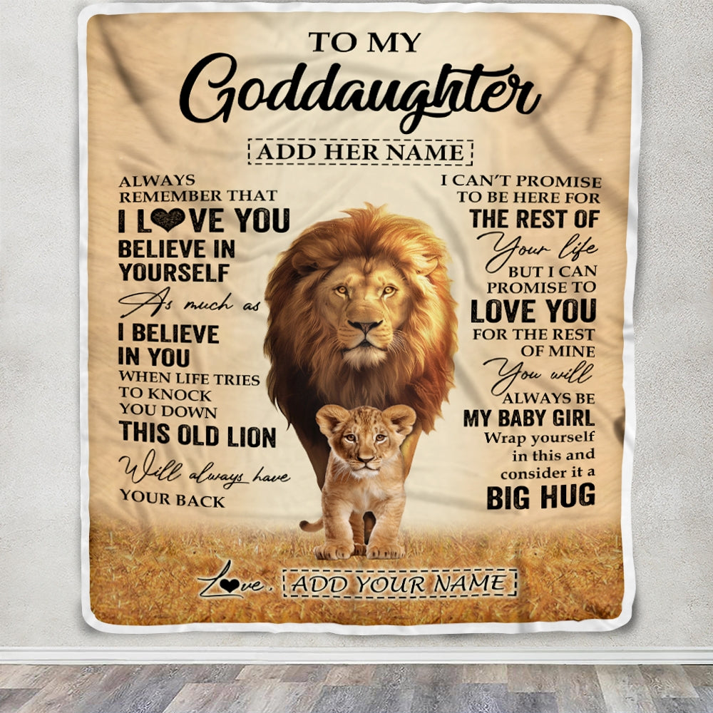 Personalized To My Goddaughter Gifts Blanket From Uncle Always Remember Lion Gifts For Goddaughter Birthday Graduation Christmas Custom Fleece Throw Blanket | teecentury