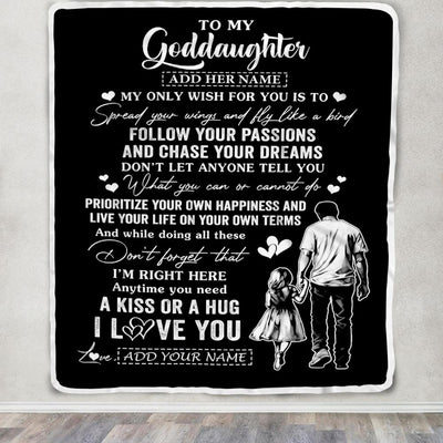 Personalized To My Goddaughter Gifts Blanket From Uncle Godfather My Only Wish For You Goddaughter Birthday Gifts Graduation Christmas Fleece Throw Blanket | teecentury