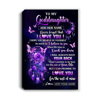 Personalized To My Goddaughter Gifts Canvas From Aunt Floral Butterfly Love You Goddaughter Birthday Gifts Graduation Christmas Custom Wall Art Printed Framed Canvas | teecentury
