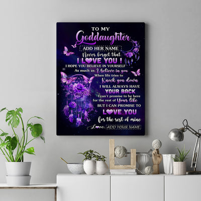 Personalized To My Goddaughter Gifts Canvas From Aunt Floral Butterfly Love You Goddaughter Birthday Gifts Graduation Christmas Custom Wall Art Printed Framed Canvas | teecentury