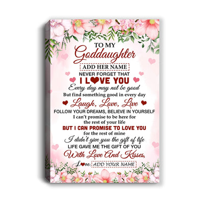 Personalized To My Goddaughter Gifts Canvas From Aunt Floral I Love You Birthday Gifts For Goddaughter Graduation Christmas Customized Wall Art Framed Canvas | teecentury