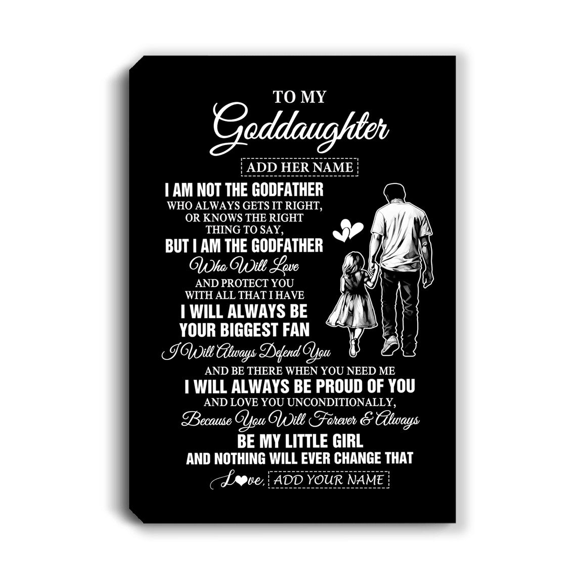 Personalized To My Goddaughter Gifts Canvas From Godfather Biggest Fan Birthday Gifts For Goddaughter From Godfather Aunt Christmas Custom Wall Art Framed Canvas | teecentury