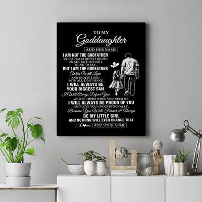 Personalized To My Goddaughter Gifts Canvas From Godfather Biggest Fan Birthday Gifts For Goddaughter From Godfather Aunt Christmas Custom Wall Art Framed Canvas | teecentury