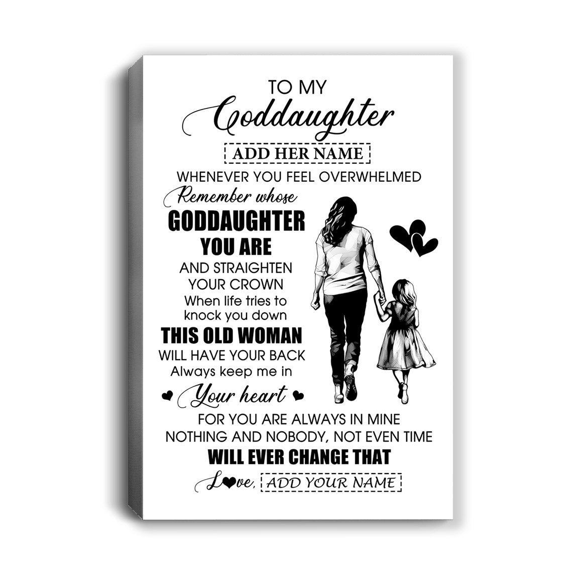 Personalized To My Goddaughter Gifts Canvas From Godmother Aunt Whenever Woman Unique Birthday Gifts For Goddaughter Graduation Christmas Custom Art Framed Canvas | teecentury