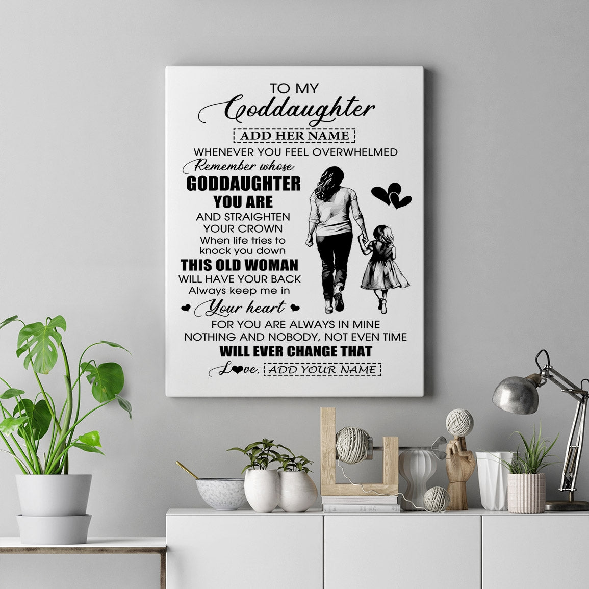 Personalized To My Goddaughter Gifts Canvas From Godmother Aunt Whenever Woman Unique Birthday Gifts For Goddaughter Graduation Christmas Custom Art Framed Canvas | teecentury